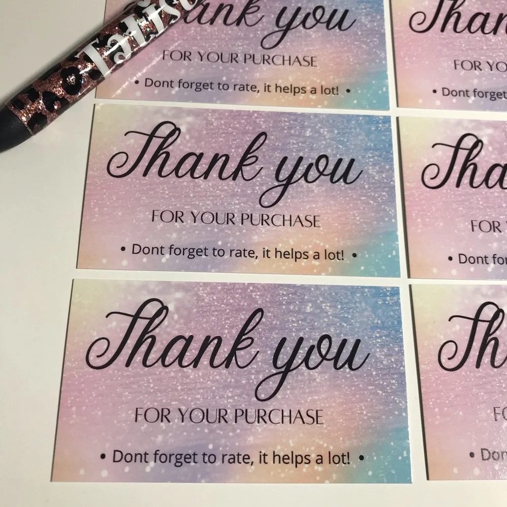 30 thank you for your purchase cards glossy size 3.5x2